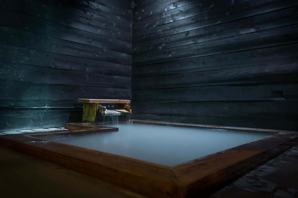 This is an indoor onsen with a milky water.